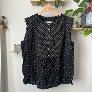 NWT LOFT black tank with ivory stitching pattern size small